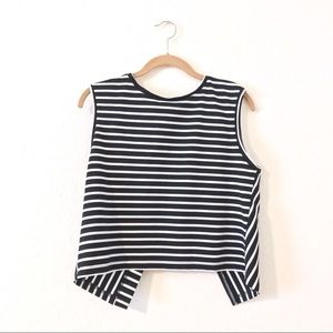 black and white striped blouse with open back